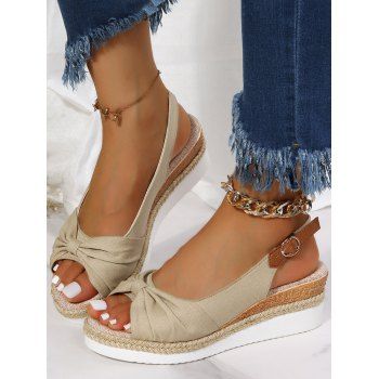 

Cut Out Buckle Strap Backless Beach Platform Sandals, Beige