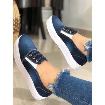 

Slip On Casual Sport Canvas Flat Shoes, Denim dark blue