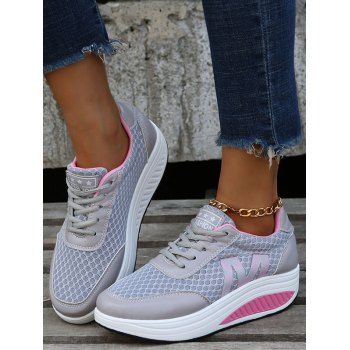 

Rose Letter Geometric Lace Up Casual Shoes, Gray