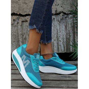 

Rose Letter Geometric Lace Up Casual Shoes, Blue