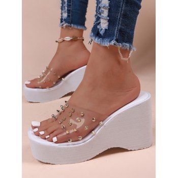 

Rivet Thick Platform Slip On Outdoor Sandals, White