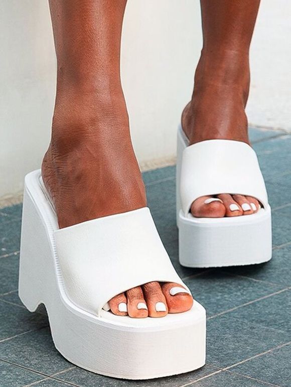 Plain Color Thick Platform Outdoor Sandals - Blanc EU 43