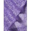 Robe Plissée Asymétrique Fleur en Dentelle à Taille Haute à Col Plongeant - Violet clair 2XL