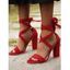 Open Toe Ankle Strap Bandage Block Heel Sandals - Rouge EU 37
