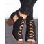 Plain Color Crisscross Cut Out Chunky Heels Outdoor Sandals - Abricot EU 39