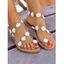 Floral Embellishment Slip On Open Toe Beach Flat Sandals - WHITE EU 41