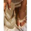 Glitter Rhinestone Slip On Flat Platform Flip Flops - d'or EU 43
