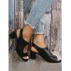 Plain Color Cut Out Chunky Heels Outdoor Sandals - Noir EU 37
