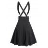 Jupe Mi-Longue à Bretelle Ligne A Zippée en Couleur Unie - Noir S