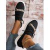 Rhinestone Twisted Chain Embellishment Lace Up Casual Shoes - BLACK EU 43