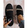 Rhinestone Twisted Chain Embellishment Lace Up Casual Shoes - BLACK EU 43