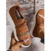Rhinestone Twisted Chain Embellishment Lace Up Casual Shoes - Brun EU 38