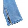 Skinny Jeans Patch Design Zipper Embellishment Slit Zipper Fly High Waisted Long Denim Pants - LIGHT BLUE XXL