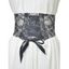 Ceinture Elastique Large en Dentelle Florale à Lacets - Noir 