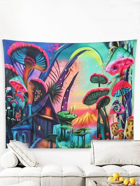 Dreamy Mushroom Print Wall Tapestry Hanging Home Decoration