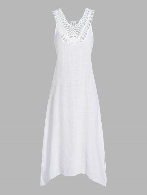 Crochet Cover-up Dress Sleeveless Hollow Out Plain Color A Line Beach Cover-up Dress