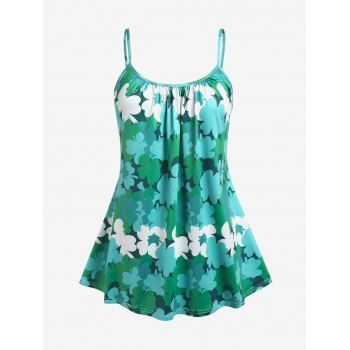 

Plus Size Floral Print Flowy Cami Top, Light green