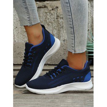 

Breathable Contrasting Lace Up Casual Shoes, Deep blue