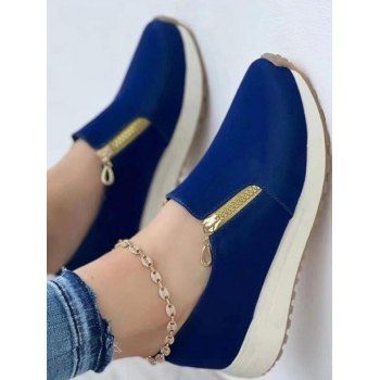 

Zipper Slip On Casual Sport Flat Shoes, Blue