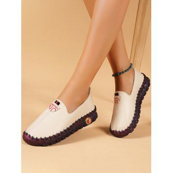 

Letter Cartoon Applique Anti Skid Slip PU On Flat Shoes, White