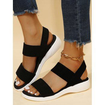 

Open Toe Slip On Flat Platform Outdoor Sandals, Black