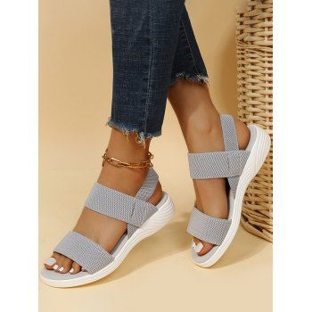 

Open Toe Slip On Flat Platform Outdoor Sandals, Gray