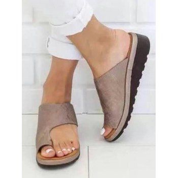 

Open Toe Slip On Casual Summer Slippers, Light brown