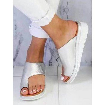 

Open Toe Slip On Casual Summer Slippers, Silver