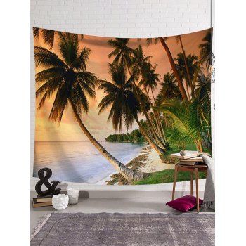 

Coconut Tree Sea Landscape Print Tapestry Hanging Wall Home Decor, Multicolor