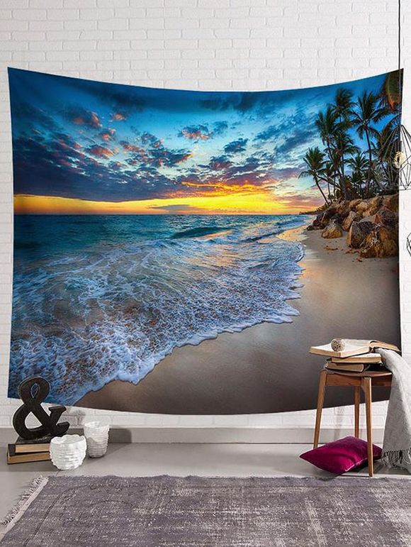 Tapisserie Murale à Imprimé Paysage Marin Décor Maison - multicolor 150 CM X 130 CM