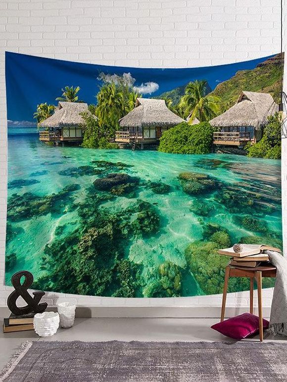Tapisserie Murale à Imprimé Paysage Décor Maison - multicolor 150 CM X 130 CM