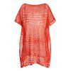 Plus Size Crochet Cover-up Top Plain Color Hollow Out Slit Beach Cover-up Top - RED 1XL