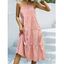 Robe Mi-Longue de Vacances Linge A Superposée à Carreaux à Bretelle Fine - Rose clair XL
