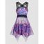 Ensemble de Bikini de Bain Tankini Asymétrique Rembourré Modeste Gainant Rayé Coloré à Imprimé Sirène en Maille - multicolor A M