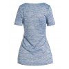 Space Dye Faux Twinset T Shirt O Ring Overlay Short Sleeve Colorblock Twofer Tee - LIGHT BLUE XXL