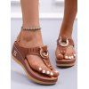 Letter Hollow Out Slip On Wedge Slippers - BROWN EU 42