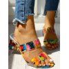 Colorful Applique Rhinestone Chunky Heel Sandals - multicolor A EU 41