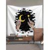 Galaxy Sun Moon Hands Print Tapestry Hanging Wall Decor - multicolor 100 CM X 75 CM