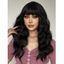 Wavy Plain Color Full Bang Capless Synthetic Wig - BLACK 24INCH