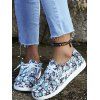 Flower Print Lace Up Slip On Flat Shoes - BLACK EU 42