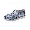 Flower Print Lace Up Slip On Flat Shoes - BLUE EU 39