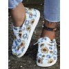 Flower Print Lace Up Slip On Flat Shoes - YELLOW EU 42
