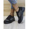 Rhinestone Lace Up Casual Shoes - Noir EU 36