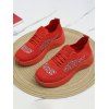 Rhinestone Lace Up Casual Shoes - Rouge EU 37