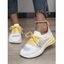 Colorblock Rhinestone Lace Up Casual Shoes - Jaune EU 43