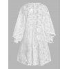 Plus Size Cover-up Top Allover Flower Lace Tied Front Hollow Out Asymmetrical Hem Beach Cover-up Top - WHITE 1XL