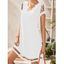 Mini Robe Ligne A Festonnée Simple Panneau en Dentelle en Couleur Unie à Manches Courtes - Blanc XL