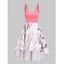 Peach Flower Blossom Print A Line Sundress High Low Crossover O Ring Dress - LIGHT PINK XXXL