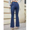 Ripped Flare Jeans Zipper Fly Pockets Dark Wash Distressed Long Denim Pants - DEEP BLUE 2XL