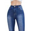 Ripped Flare Jeans Frayed Hem Zipper Fly Pockets Dark Wash High Waisted Denim Pants - BLUE 2XL